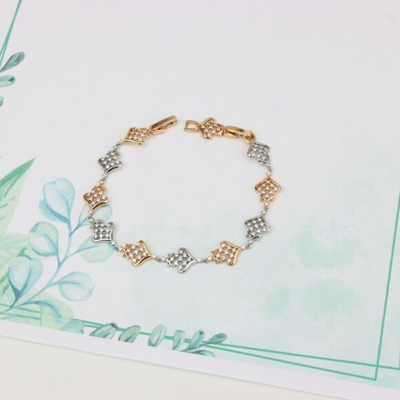 "Crown Charm Rose Gold & Silver Bracelet with CZ Accents, XPBL0803 - Picture 12 of 12